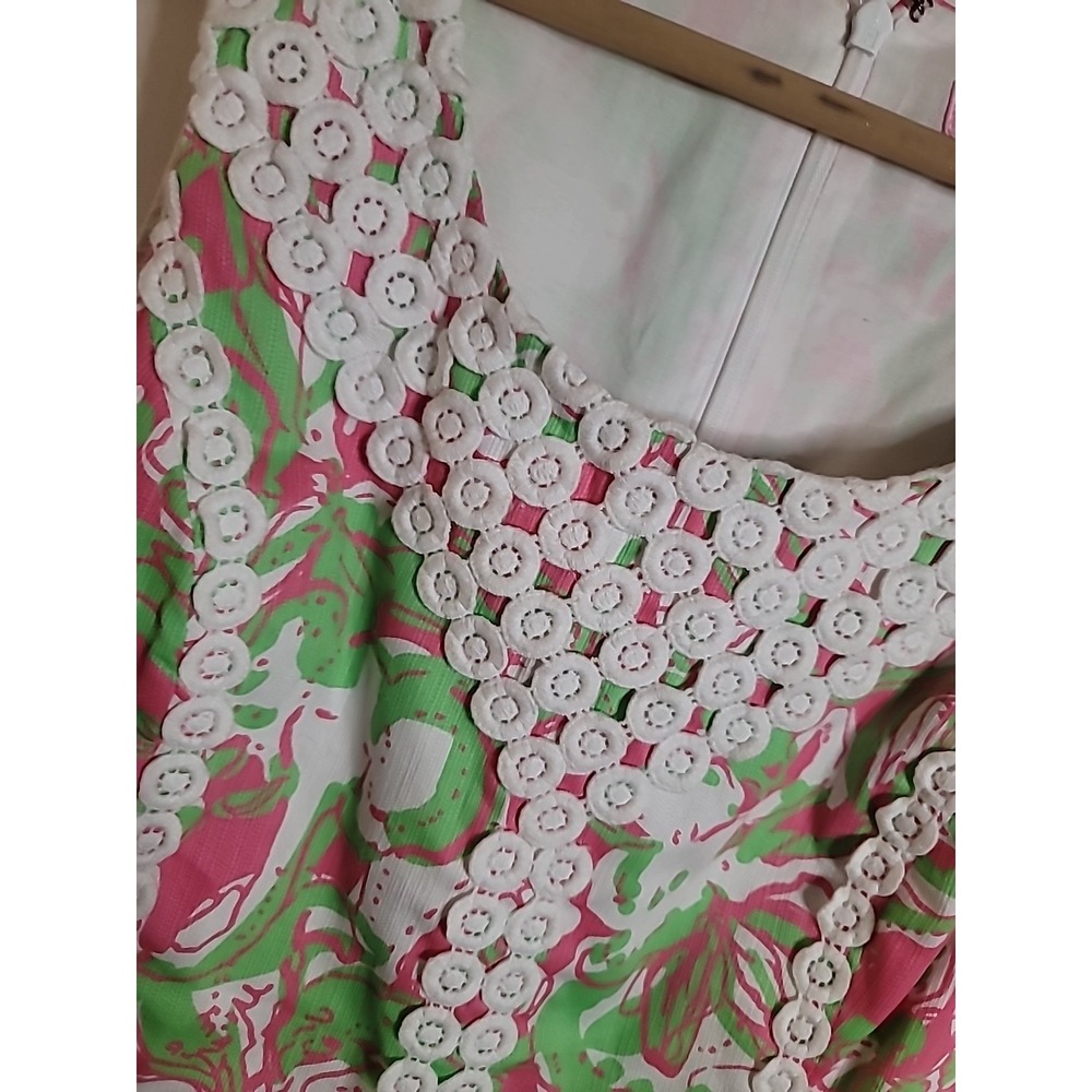 Lilly Pulitzer Shift Dress Women's 10 Pink Green EUC Beachy Preppy Tropical - Picture 4 of 7